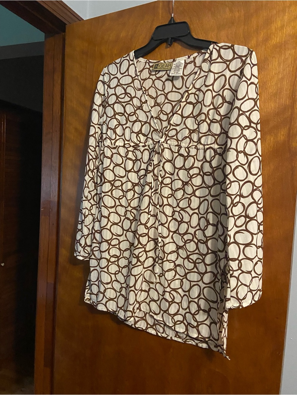 Ingear Cream and Brown Circle-Print Tunic